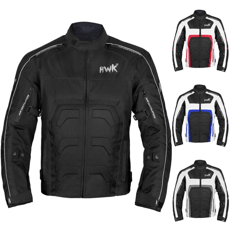 HWK Spyder Motorcycle Jacket for Men with Weather Resistant Cordura Textile Fabric for Enduro Motocross Jacket 5XLARGEBLACK